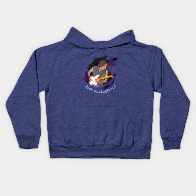 Rick Springfield with Guitar Kids Hoodie by Neicey